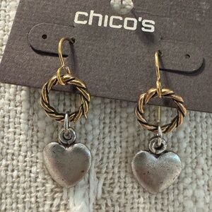 0093-Chico's Gold and Silver Heart Earrings